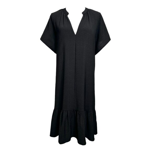 Brochu Walker Seda Flutter Sleeve Dress M Black Oversized Preppy Casual Shift - Picture 3 of 11